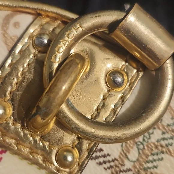 Coach Gold and Tan Satchel - Picture 4 of 7